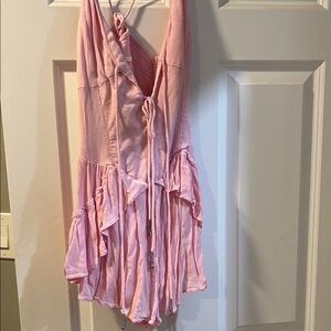 Pink Sleeveless Ruffle Dress
